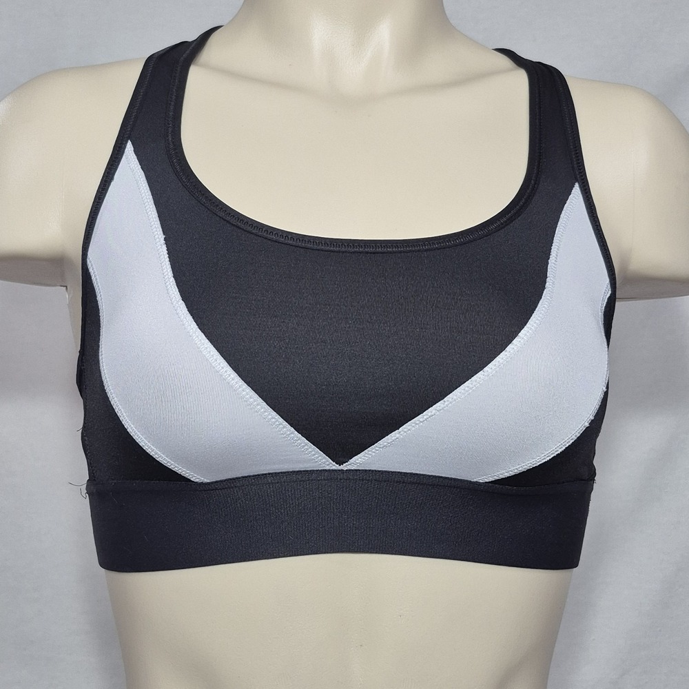 XS X-Small Victoria Sport Wire‎ Free Sports Bra Abstract Black & White